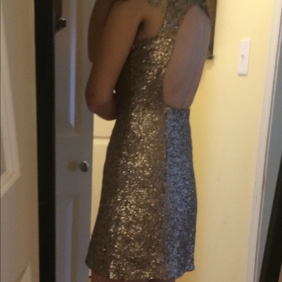 Esley Small Gold Sequin Open Back Tank Short Dress - Picture 9 of 16